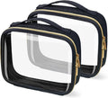Travel Toiletry Bag,2 Pack Clear Makeup Bags with Handles,180°Opening Clear Cosmetic Bags for Traveling Women,Men,Travel Essentials,Black