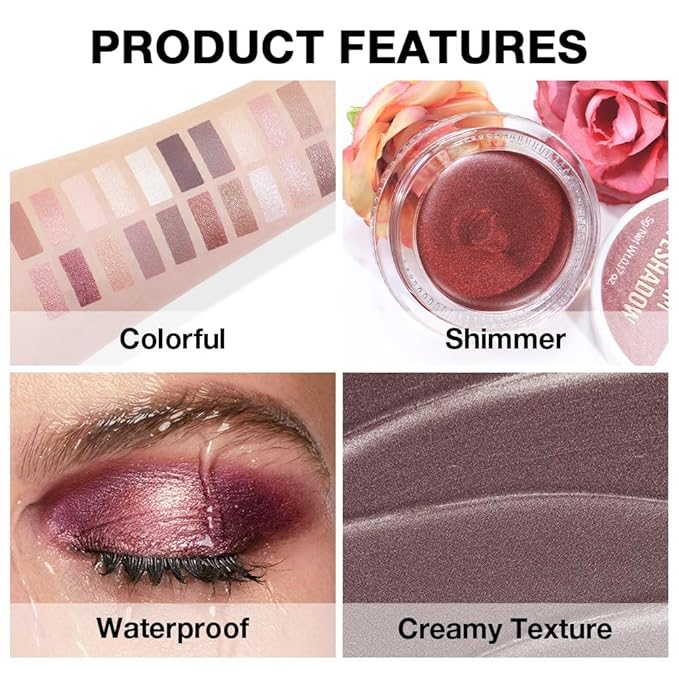 Cream Glitter Taupe Shimmer Metallic Eyeshadow Palette Makeup, Natural Single Mini Instant Holographic Eyeshadow For Women, Sombras Crema Para Ojos, Talc, Paraben & Cruelty Free, R04