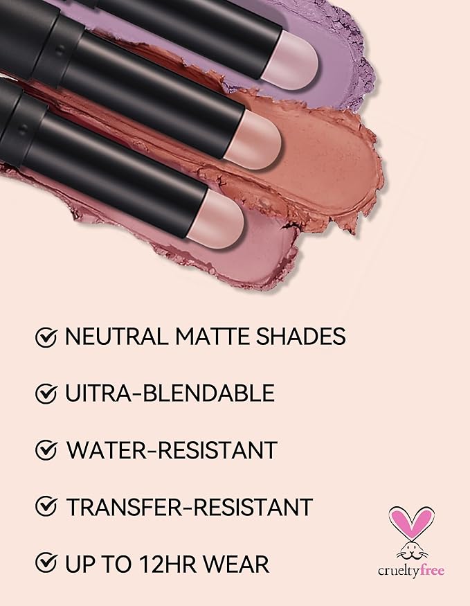 Erinde Waterproof Cream Eyeshadow Stick, Matte Nude Eye Shadow Sticks, Longwear Blendable High Pigmented, Neutral Eye Shadow Sticks Matte for Older Eyes, Smokey Eyeshadow Pencil Crayon, 20 Periwinkle