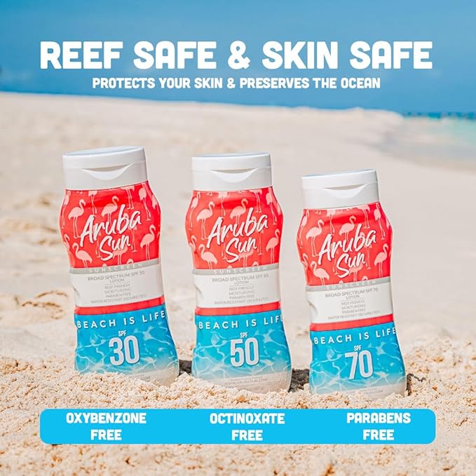 SPF 50 Sunscreen Lotion 8oz - Reef Act Compliant no 67 Octinoxate & Oxybenzone Free - Sun Screen Broad Spectrum UVA/UVB - Sunscreen Waterproof and Non-Greasy