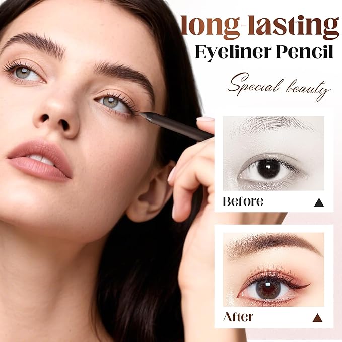 Eyeliner Pencil, Long Lasting Smudge-Proof Professional Eyeliner, Smooth and Easy to Apply, Effortlessly Create Any Look (Black)