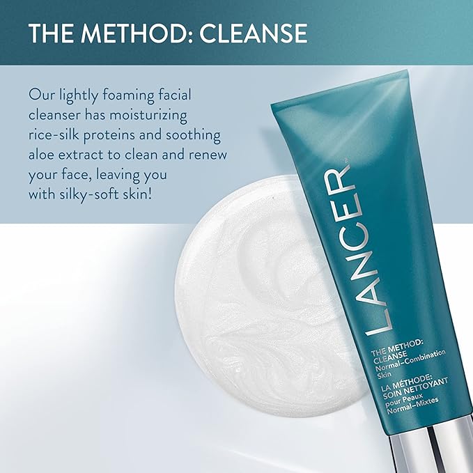 Lancer Skincare The Method: Cleanse Face Cleanser, Daily Face Wash with Salicylic Acid, Sensitive or Dehydrated Skin, 4.05 Fluid Ounces