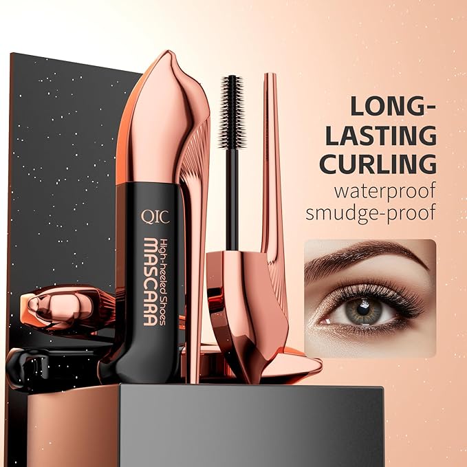 Unique High Heel Design Mascara – Ultra-Volumizing & Lengthening Lash Cosmetics Mascara for Long, Thick, Curled Lashes – 24H Waterproof & Smudge-Proof – Ultra Black, Dramatic Eye Makeup Look