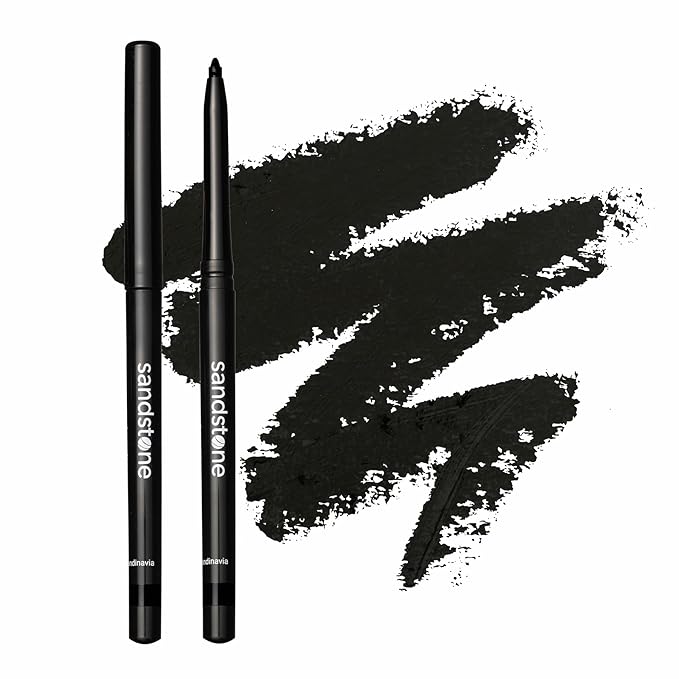 Sandstone Scandinavia Waterproof Eyeliner Pencil - Vegan Hypoallergenic for Sensitive Eyes - Smudge Proof Gel liner - Hypoallergenic Makeup (Black)