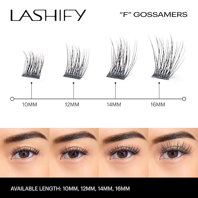 Lashify Fluffy 14mm Gossamer Eyelash Extensions Refill, Black, Easy DIY False Lashes To Add Fullness and Dimension