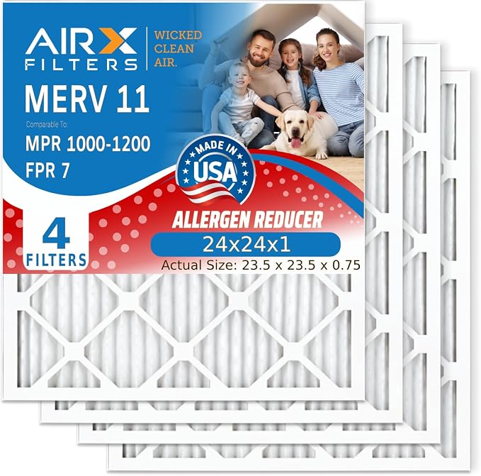 AIRX FILTERS WICKED CLEAN AIR. 24x24x1 Air Filter MERV 11 Electrostatic Pleated by AIRXFILTERSWICKEDCLEANAIR