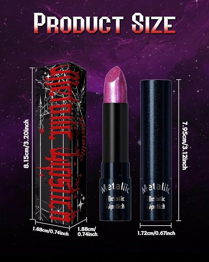 Glitter Metallic Shimmer Lipstick, Dark Plum Lipstick Long Lasting, Diamond High Pigmented Shiny Metallic Lip Stick, Non-sticky Sparkly Purple Lipsticks for Women Christmas Makeup-10 Dark Plum