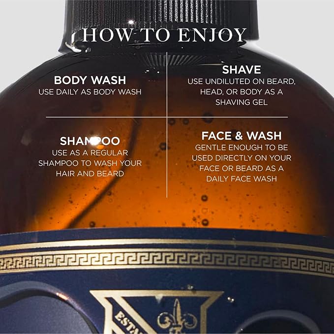 Caswell-Massey Heritage All-in-1 Body Wash, Use as a Face Wash, Beard Wash, Shampoo, Body Wash & Shave Gel, Signature Heritage Soap for Men, 12 Fl Oz Made in USA