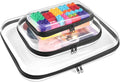 3Pcs Clear Zipper Pouch, PVC Plastic Cosmetic Travel Bag, Portable Travel Organizer Bins, Durable Makeup Bags for Storage, Pencil Case(Black-13.8+9.9+7.5inch)