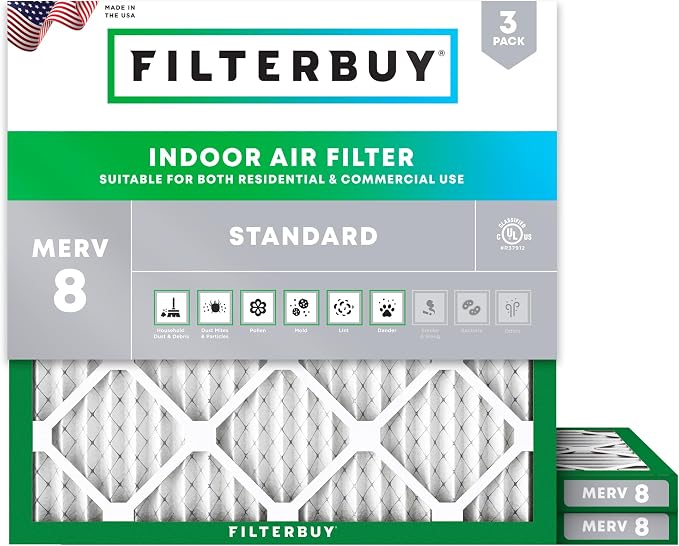 Filterbuy 19x19x1 Air Filter MERV 8 Essential Dust & Allergy Defense, by Filterbuy