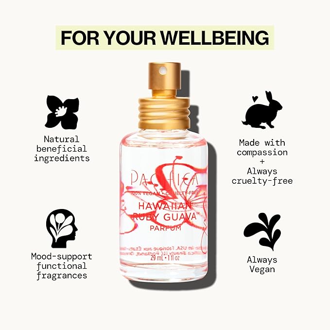 Pacifica Hawaiian Ruby Guava Spray Perfume - Vegan, Cruelty-Free Personal Fragrance with Essential Oils