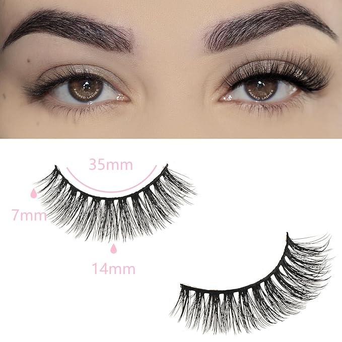 FARRED Cat Eye Lashes Natural Fake Eyelashes Short Wispy Lash Strips Volume Eyelash Cateye Medium Length False Lashes Natural Looking Full Short Strip Pestañas Set for Beginners