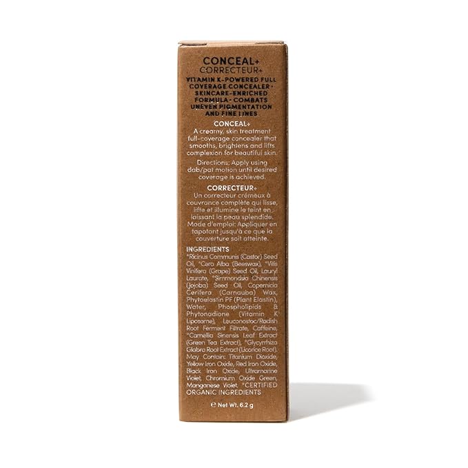 Fitglow Beauty Conceal+ | Vegan Full Coverage Concealer Skincare with Vitamin K + Green Tea | Corrects Dark Circles, Blemishes & Redness | Non-Creasing, Natural Finish | C1-6g