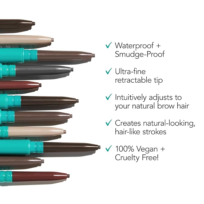Thrive Causemetics Infinity Waterproof Eyebrow Pencil, Retractable Brow Pencil with Hyaluronic Acid & Shea Butter, Dual Ended Eyebrow Brush Spoolie, Fine Tip, Vegan & Cruelty Free, Blanka (Taupe)