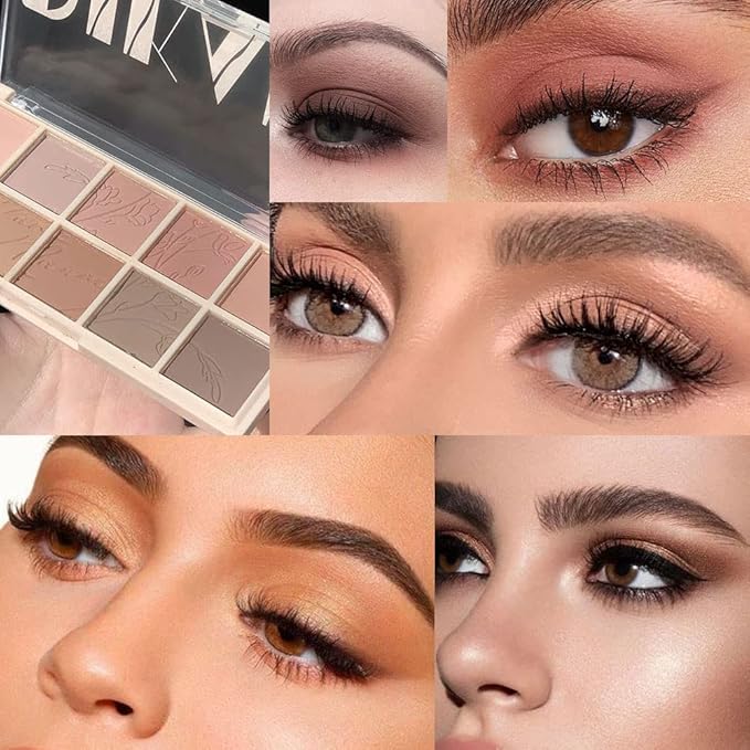 evpct 10 Colors Matte Nude Eye Shadow Palette Makeup for Older Women, Nude Brown Pink Cocoa Taupe Mauve Neutral Matte Cream Smokey Mini Eyeshadow Palette for Blue Green Eyes, Contour Makeup Palettes 6