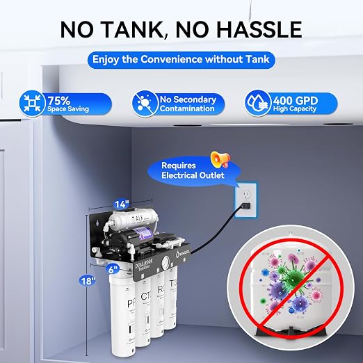 WINGSOL WINGSOL Dual Outlet Reverse Osmosis Water Filter, Mineral Alkaline UV 0 - Image 7