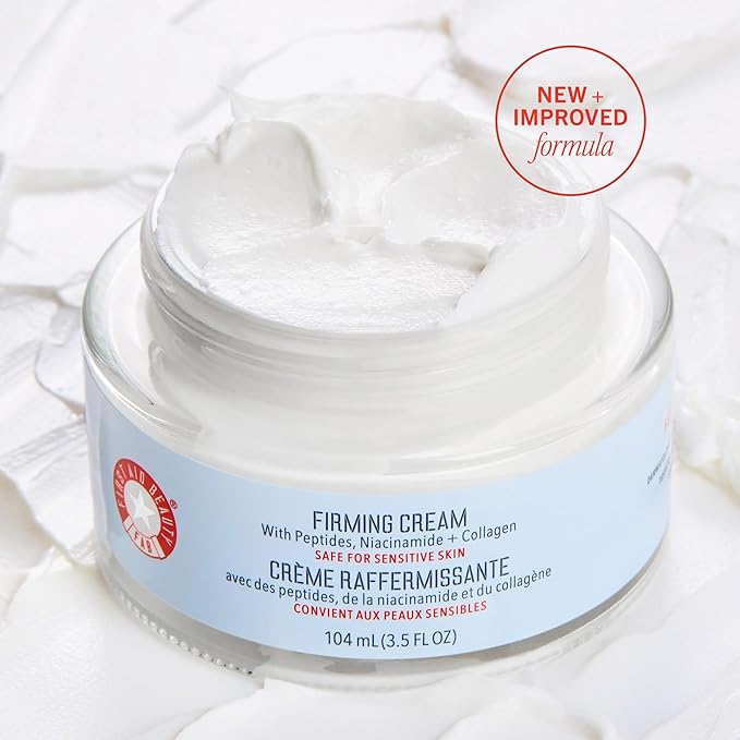 First Aid Beauty - Firming Collagen Cream with Peptides & Niacinamide, Ultra-Rich Plumping Moisturizer, Hydrates & Visibly Firms, Non-Comedogenic, Safe for Sensitive Skin, 3.5 oz