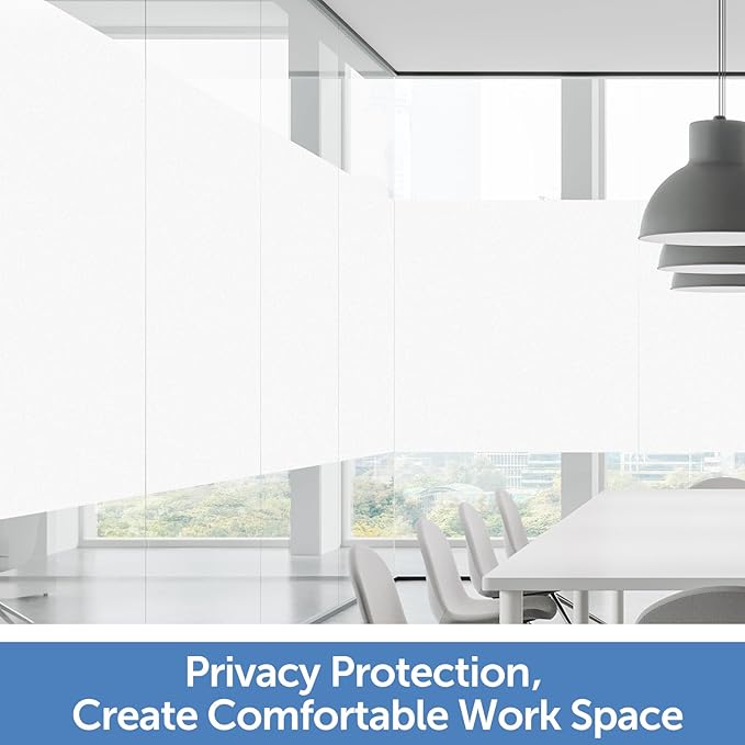 HIDBEA Frosted Window Privacy Film - Non Adhesive Static Cling Glass Stickers Sun UV Blocking Heat Control Door Covering Decals for Home Office, Frosted White, 23.6 x 157.5 Inch