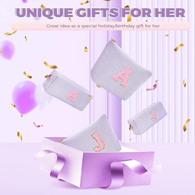 Personalized Makeup Bag for Women Girls - Fashion Cosmetic Bag Trendy Travel Toiletry Bag with Initials Letter - Teen Gifts - Lavender,P