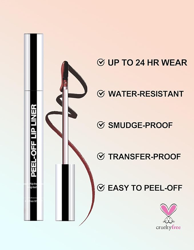 Erinde Peel Off Lip Liner Stain, Long Lasting Tattoo Lip Liner with Tweezer, Matte Finish Peel Off Lip Stain, Waterproof Transfer Proof Lip Stain Peel Off, Non-Stick Cup Nude Lipstain Lipliner, 03