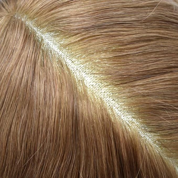 FACE MIRACLE Toupee for Men French Lace Hairpiece Human Hair Replacement System Skin PU Mens Toupee Hair Wigs for Man V-Looped Front Hair Prosthesis 6"X9" #18 Medium Blonde