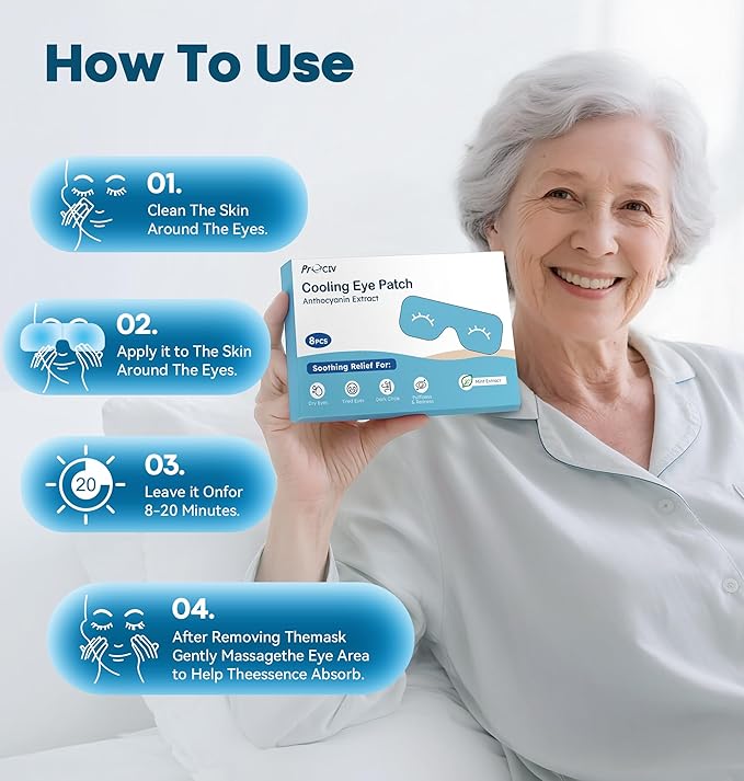 8-Pack Cold Eye Mask, Disposable Hydrogel Eye Patches, Gel Sheet Mask for Tired Eyes & Puffiness，Self Cooling Compress, Travel Essentials & Relaxation Gifts for Women, Stocking Stuffers for Adults