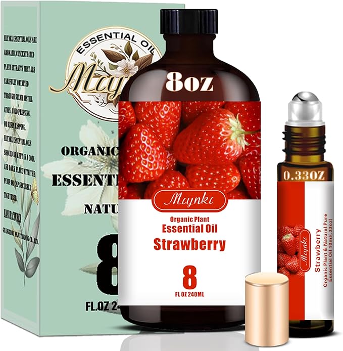 Strawberry Fragrance Oil-Strawberry Essential Oil 8.33oz (250ml)-100% Pure Natural Scent for Diffusers, Candles, Soap Making & Aromatherapy | Relaxing Home & Gift Essential Oil for Bath, Massage