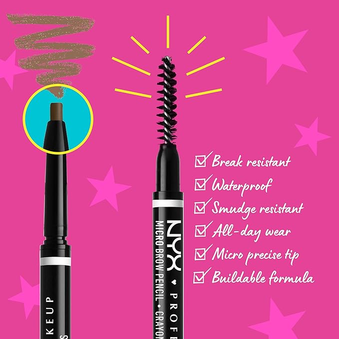 NYX PROFESSIONAL MAKEUP Micro Brow Pencil, Precise Eyebrow Pencil - Ash Brown