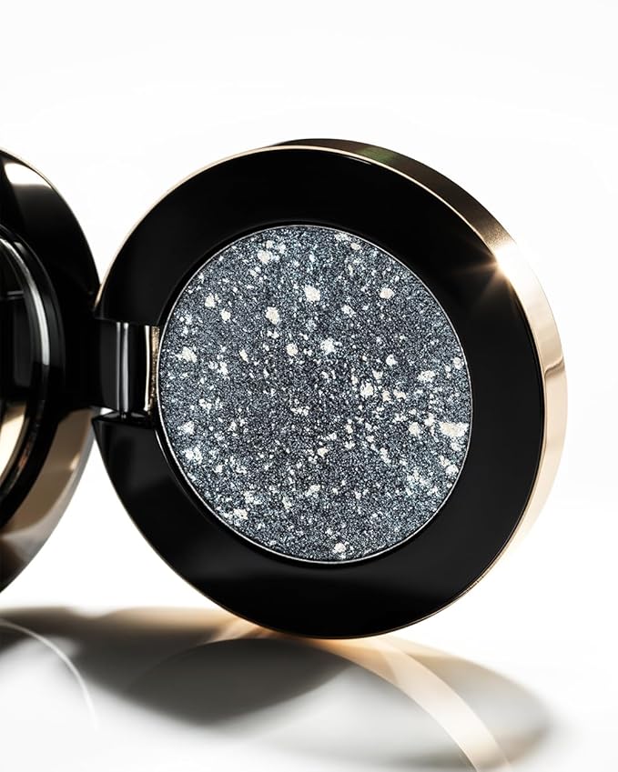 MAKE Beauty Multi-Chromatic Eye Shadow. Metal Reflecting Luminous Foil Finish Creamy, Buildable, Dimensional Long-wear, Crease-proof Powder Eyeshadow, Multichrome Shade - Spark, Navy Blue