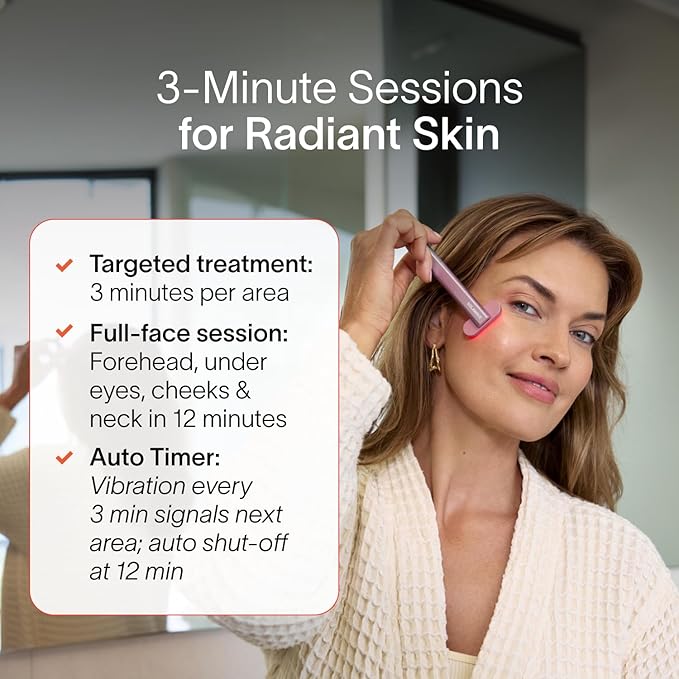 Solawave 4-in-1 Red Light Therapy Wand for Face & Neck | Beauty Device with Galvanic Current, Massager & Warmth | Anti-Aging, Wrinkle Reduction, Skin Tightening, Depuffing & Rejuvenation (Rose Gold)
