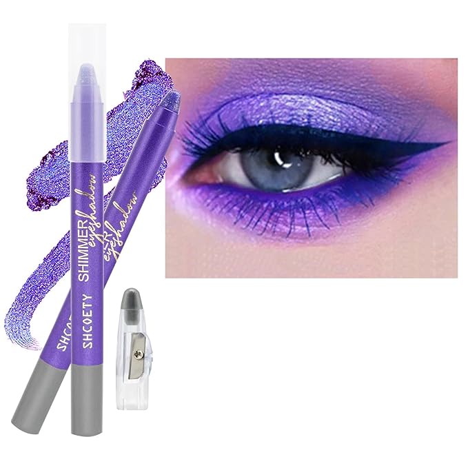Purple Eyeshadow Stick, Highlighter Eye Liner,Eye Brightener Stick, Shimmer Creamy eyeshadow, Waterproof Eyeshadow Pencil Long Lasting Eye Shadow Makeup.#3 purple shimmer