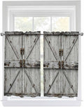 Vintage Gate Kitchen Curtains 45 Inches length, Farmhouse Wooden Grain Shabby by Unknown