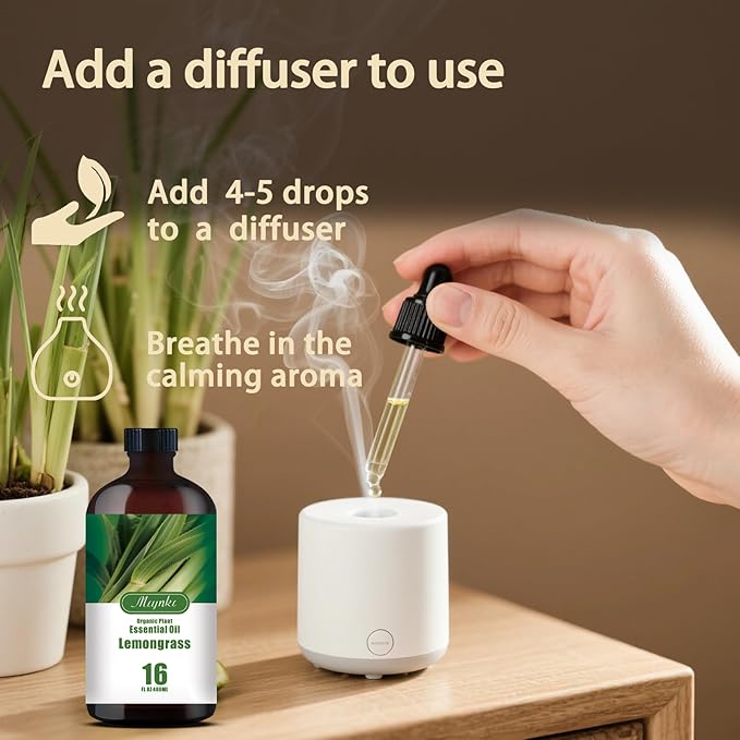 Lemongrass Essential Oil-Lemongrass Fragrance Oil 16.33oz (490ml)-100% Pure Natural Scent for Diffusers, Candles, Soap Making & Aromatherapy-Relaxing Home & Gift Essential Oil for Bath, Massage
