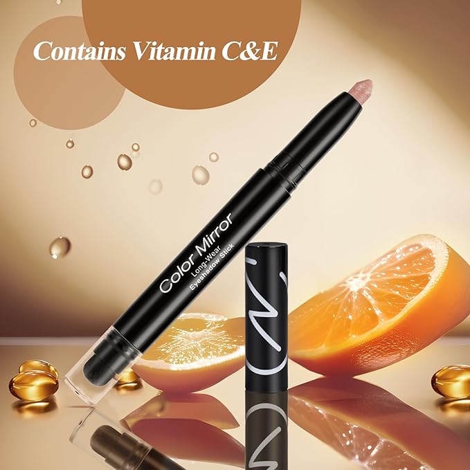 Longwear Cream Eye Shadow Sticks(23 Matte Mushroom), Smudge-Proof, Waterproof Eyeshadow,Silky Formula Matte With Makeup Brush,Dark Red Eyeshadow Stick