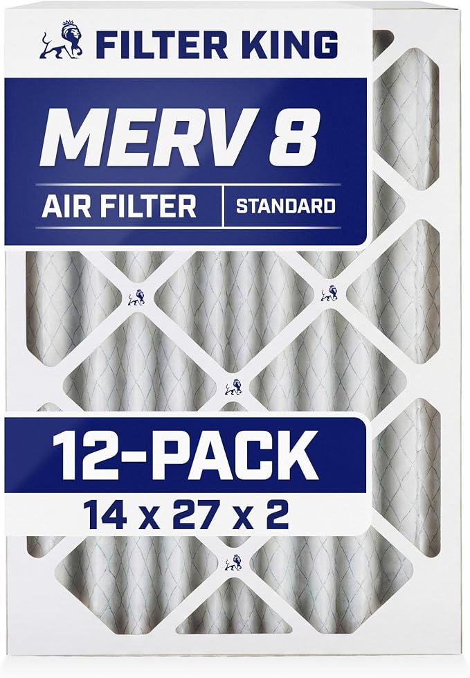 Filter King 14x27x2 Air Filter | 12-PACK | MERV 8 HVAC Pleated A/C Furnace by FilterKing
