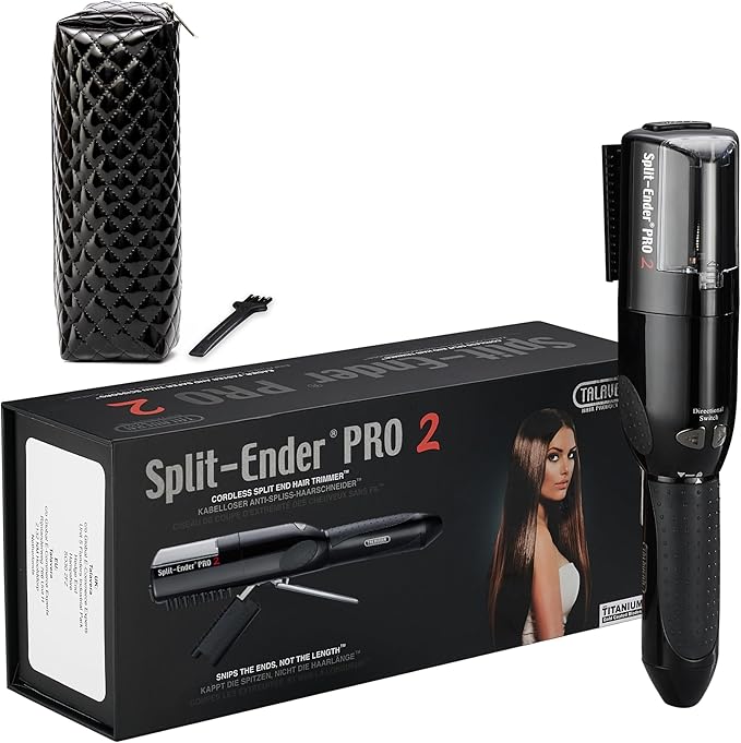 Split-Ender Pro 2 - Original Professional Beauty Tool - Cordless Split End Hair Trimmer for Damaged, Dry, Brittle, Frizzy, Curly or Straight Hair (Black)