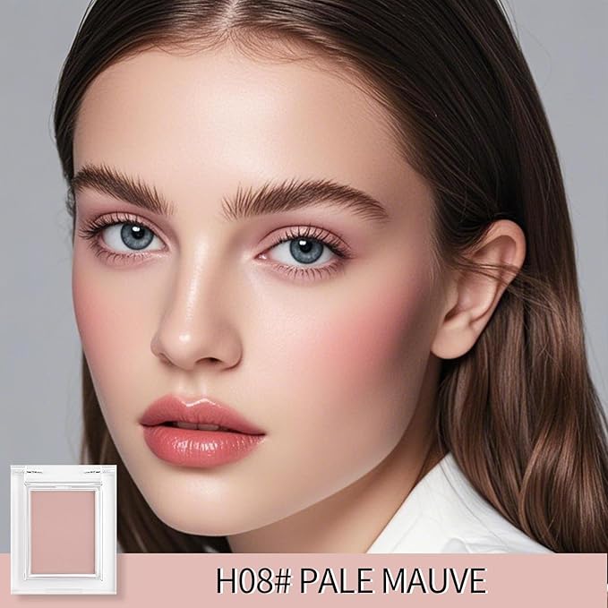 Erinde Single Matte Eyeshadow Palette, Velvet Eye Shadow Compact Powder Natural Makeup, Long-Lasting Eye Makeup, Ultra-Blendable, Pigmented Color, Vegan Formula, H08 Pale Mauve