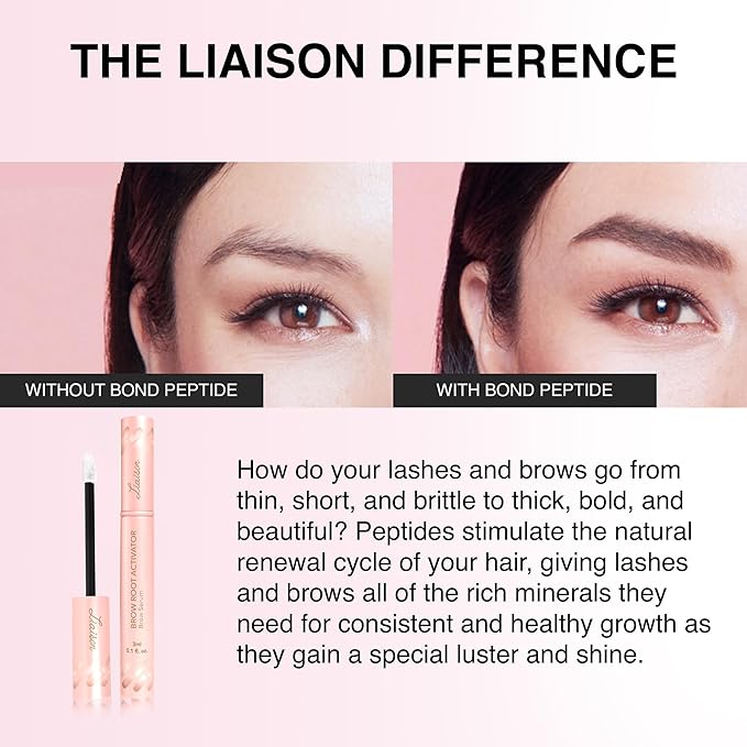 Liaison Brow Growth Serum for Women | Eyebrow Growth Serum to Grow Thicker, Fuller & Healthier Brows | Brow Root Activator with Peptides & Biotin | Vegan Eyebrow Enhancer & Conditioner (3ml)
