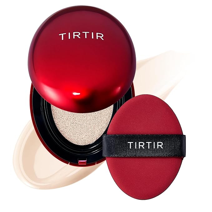 TIRTIR Mask Fit Red Cushion Foundation | Full coverage, Weightless, Skin fit, Satin Glow Finish, Korean Makeup BB Foundation, beauty, Tattoo cover up, Buildable (#10C Shell, 0.63 Fl Oz)
