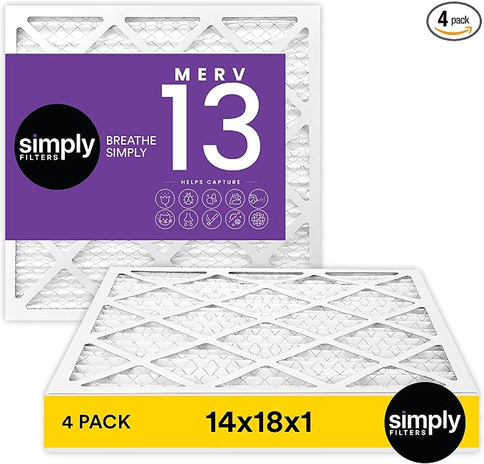 Simply 14x18x1 Air Filter, Merv 13, MPR 1500, 4 Pack, Furnace Air Filter by SimplyFilters