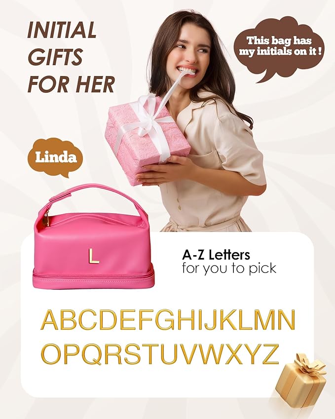 Cute Gifts for Preteen, Personalized Makeup Bag with Handle, Cute Gifts for Women Cosmetic Bag with Makeup Brush Organizer, Cute Cosmetic Pouch for Women, Gifts for Friends Female Mom
