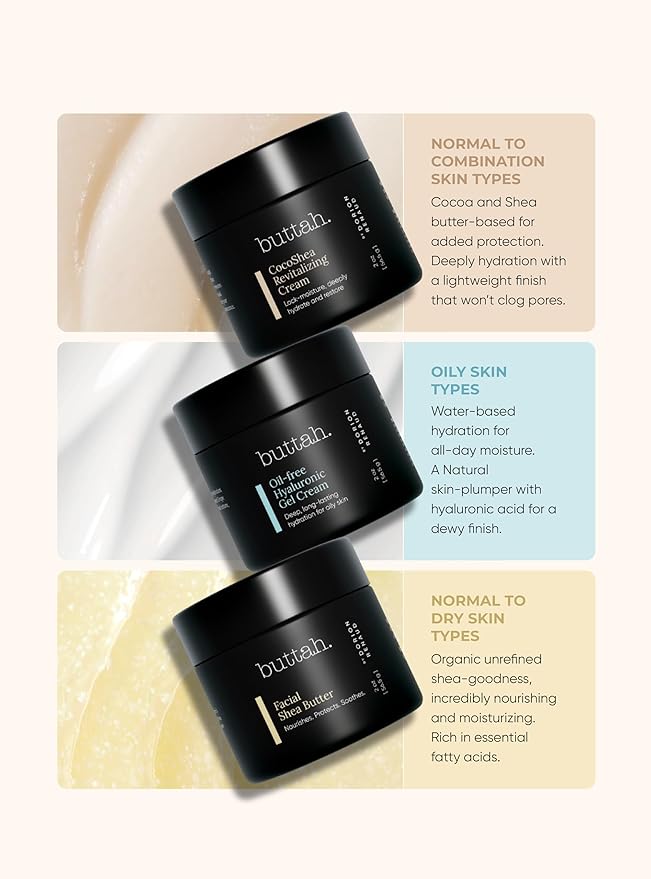 Buttah Skin Transforming Kit for Melanin Rich Skin | CocoShea Revitalizing Cream 2 oz | Vitamin C Serum 1 oz | Buttah Cleanser 3.4 oz | Black Owned Skincare
