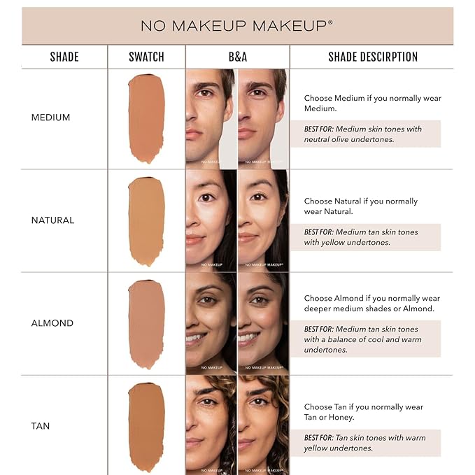 No Makeup Makeup Long-Lasting Lightweight Foundation & Brush Duo | Cruelty-Free, Fragrance-Free, Buildable, Transfer-Proof Makeup (Tan)