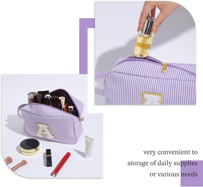 YOOLIFE Gifts for Friends - Personalized Best Friend Birthday Gifts for Women Her Friend Friendship, Sister Gifts from Sister, Personalized Monogram Initial Purple Makeup Bag Cosmetic Toiletry Bag F