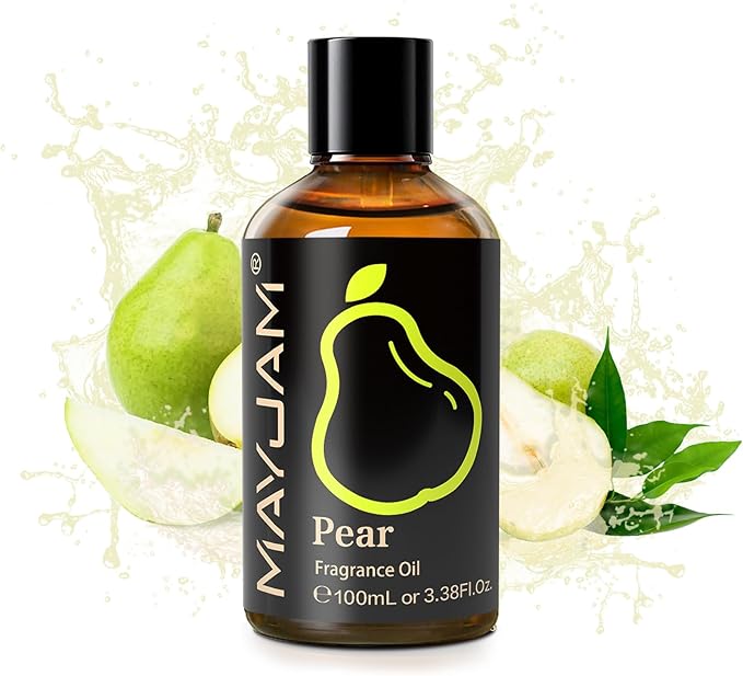 MAYJAM 100ML/3.38FL.OZ Pear Fragrance Oils with Glass Dropper, Essential Oils for Diffusers for Home, Long Lasting Scented Oils for Diffusers Soap Candle Making