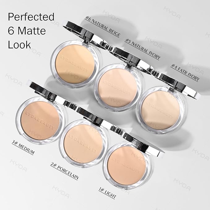KYDA Mineral Powder, SPF 35, 4-in-1 Mineral Pressed Powder Foundation with Concealer and Setting, Matte Weightless Pressed Foundation, Light to Medium Coverage, FAIR IVORY