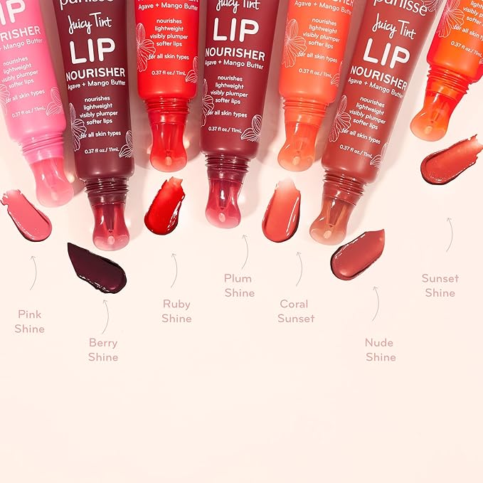 pürlisse Juicy Tint Moisturizing Tinted Lip Balm for Women - Hydrating Lip Treatment for Dry Cracked Lips - Enriched with Shea Butter & Jojoba Oil for Plumper Soft Lips - Sunset Shine (.38 oz)