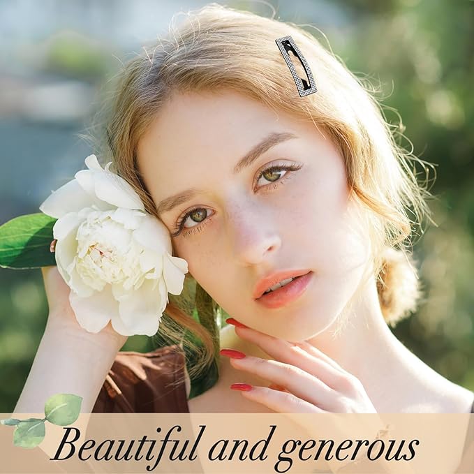 Rhinestone and Crystal Hair Clips 2-Pack, Sparkly Barrettes & Elegant Bling Accessories for Women & Girls(Set1)