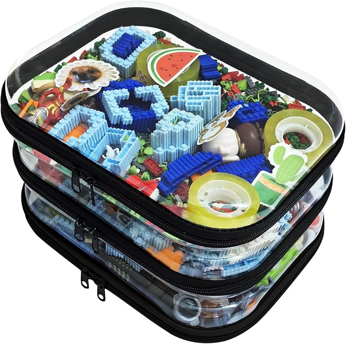 3 Piece Clear Hard Shell Zipper Case, Hard Plastic Clear Makeup Bag, TSA Approved Anti-Crush Toiletry Cosmetic Organizer Pouches for Travel & Daily