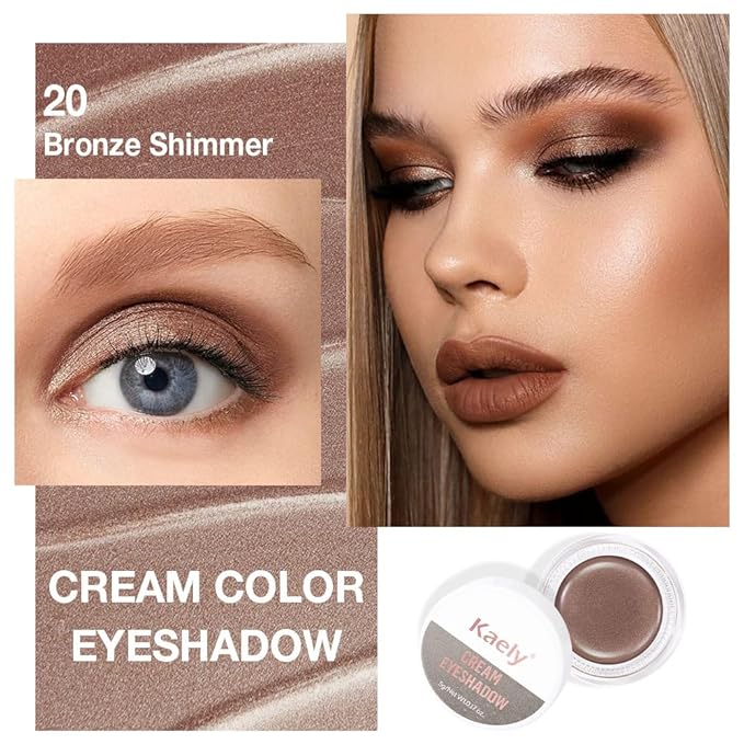 Cream Glitter Bronze Shimmer Metallic Eyeshadow Palette Makeup, Natural Single Mini Instant Holographic Eyeshadow For Women, Sombras Crema Para Ojos, Talc, Paraben & Cruelty Free, 20